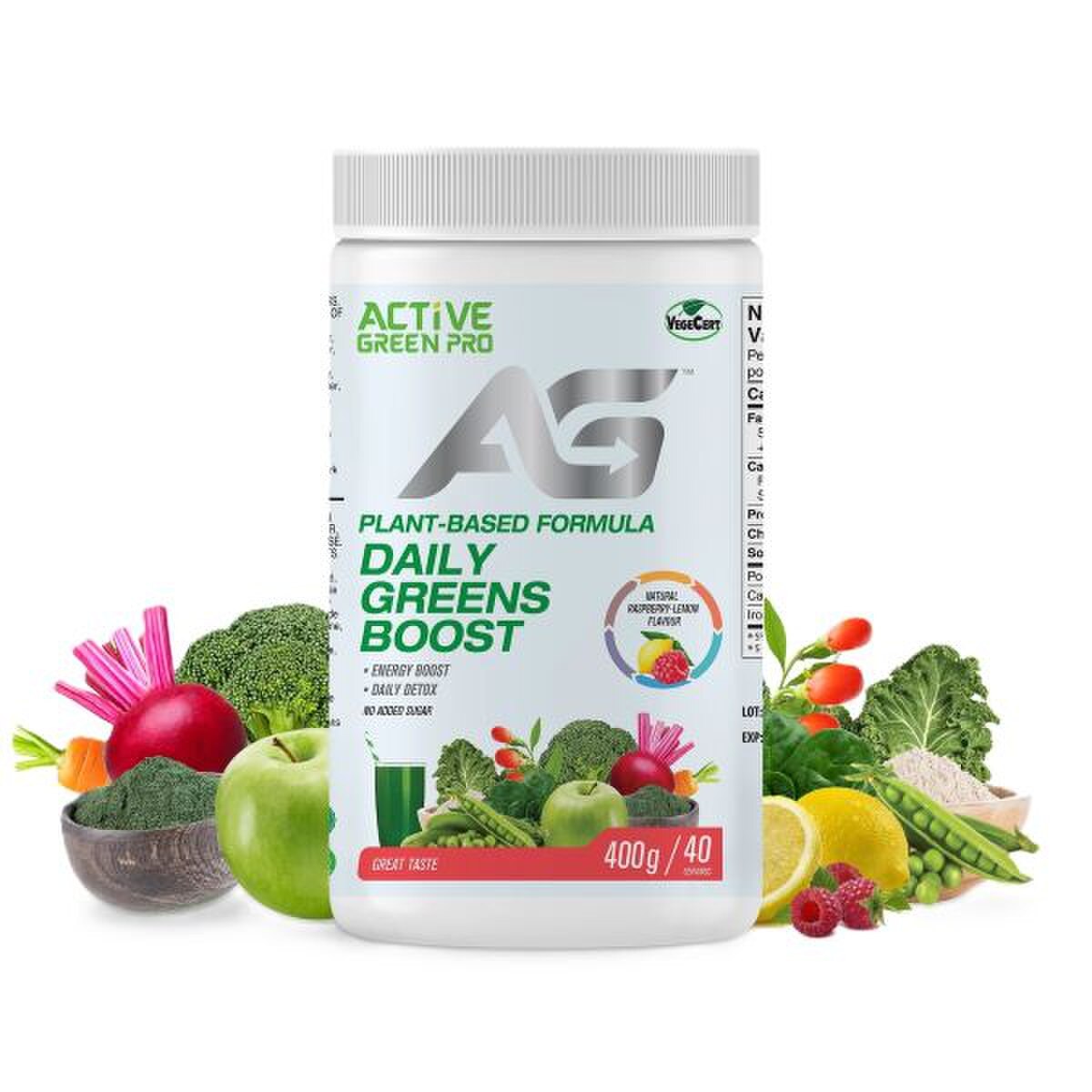 Active Green Pro - Plant-Based Daily Greens Boost (Raspberry & Lemon ...