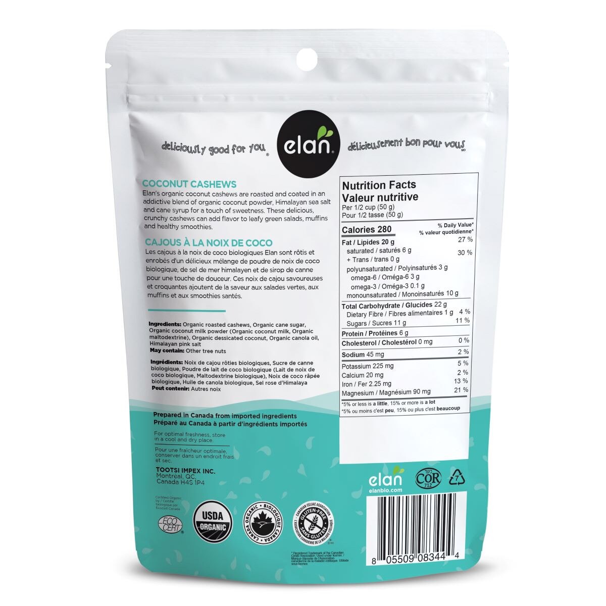 Elan Organic - Coconut Cashews - 160 g | Raw Elements Wholesale